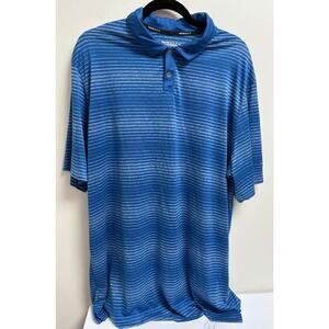 Nike Golf Men's 2XL Polo Shirt Blue Stripe Dri-Fit Tour Performance Short Sleeve